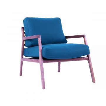 Osaka fauteuil - Noyer / Tissu Pétrole (Outlet)