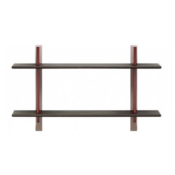 Rayonnage mural - Rouge japonais - Chêne foncé