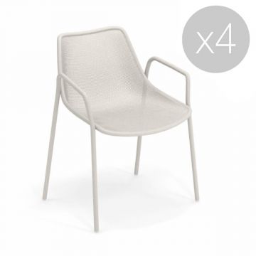 Round chaise avec accoudoirs - Lot de 4