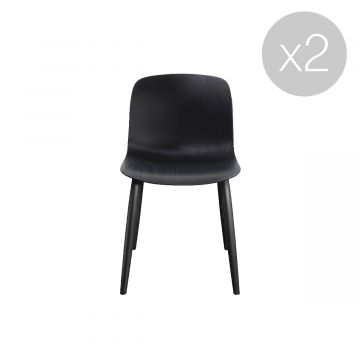 Troy - Chaises pied bois (Lot de 2)