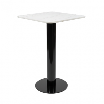 Table haute Tube - Marbre blanc / Pied noir (Outlet)