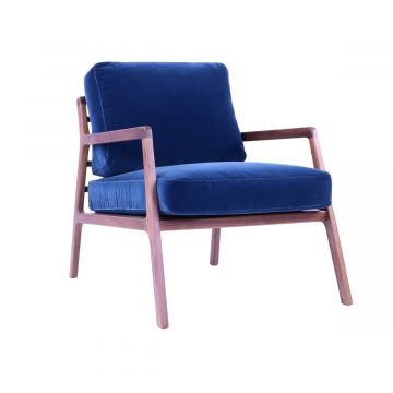 Osaka fauteuil - Noyer / Velours bleu (Outlet)
